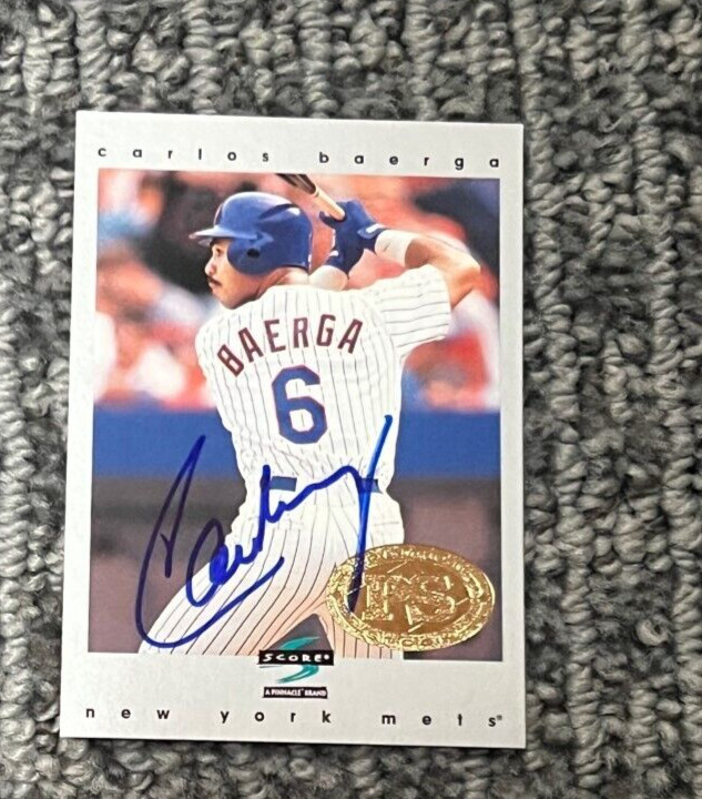 Carlos Baerga signed autographed 1997 Score Premium Stock Card #135 New York Met
