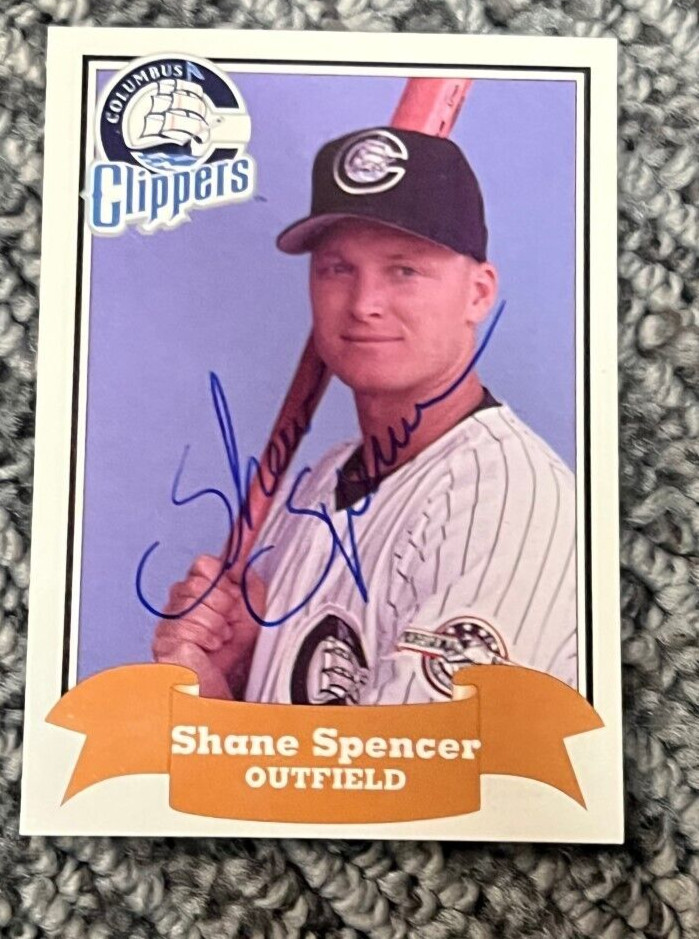 Shane Spencer signed autographed 1997 COLUMBUS CLIPPERS Team Card Yankees
