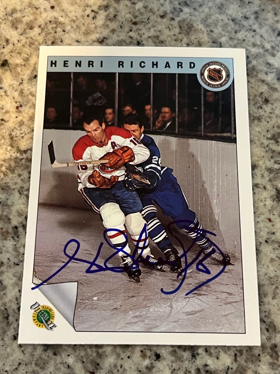 Henri Richard signed autographed 1991-92 Ultimate Original Six Canadiens Card

