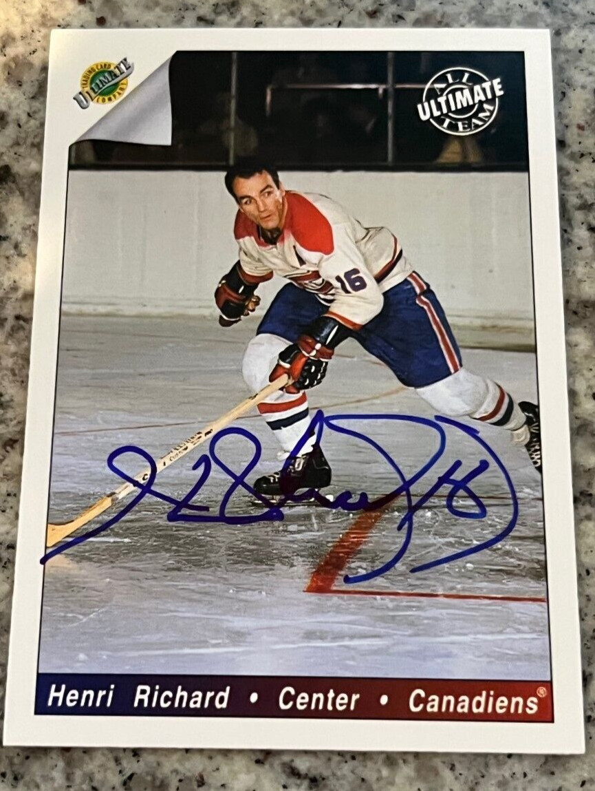 Henri Richard signed autographed 1991-92 Ultimate Original Six Canadiens Card
