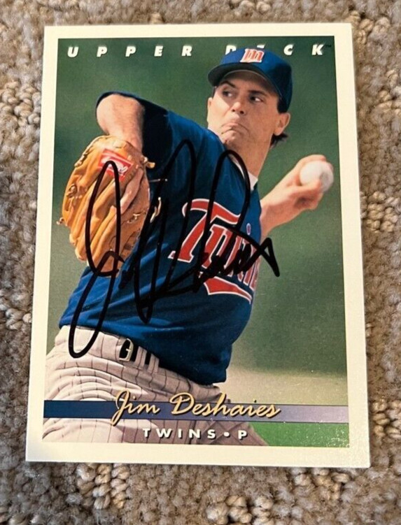 JIM DESHAIES 1993 UPPER DECK AUTOGRAPHED SIGNED AUTO BASEBALL CARD 648 TWINS
