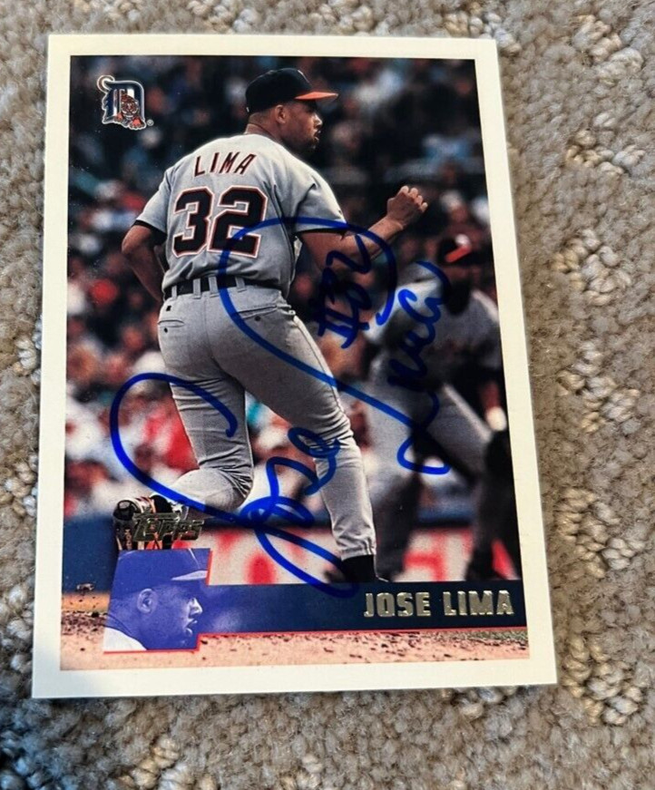 JOSE LIMA SIGNED AUTOGRAPHED 1996 TOPPS #366 BASEBALL CARD DETROIT TIGERS
