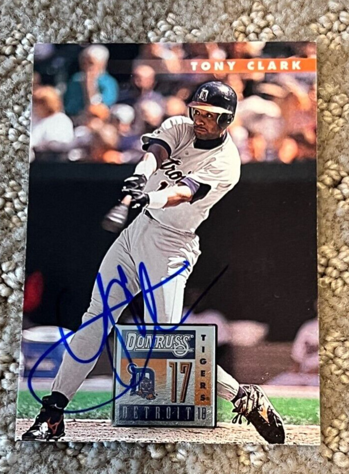 Tony Clark signed autographed 1996 Donruss #407 Card Detroit Tigers
