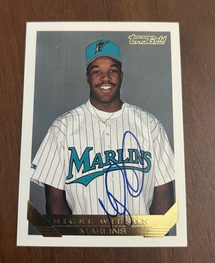 Nigel Wilson signed autographed 1993 Topps Gold #426 Florida Marlins Card
