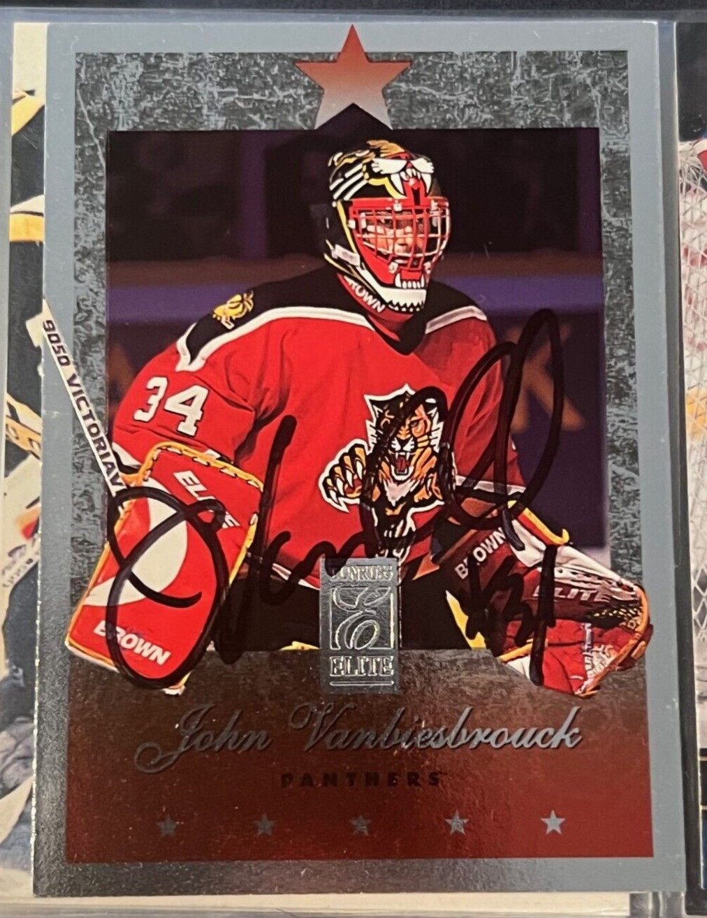 John Vanbiesbrouck signed autographed 1995-96 Donruss Elite #83 Card Panthers
