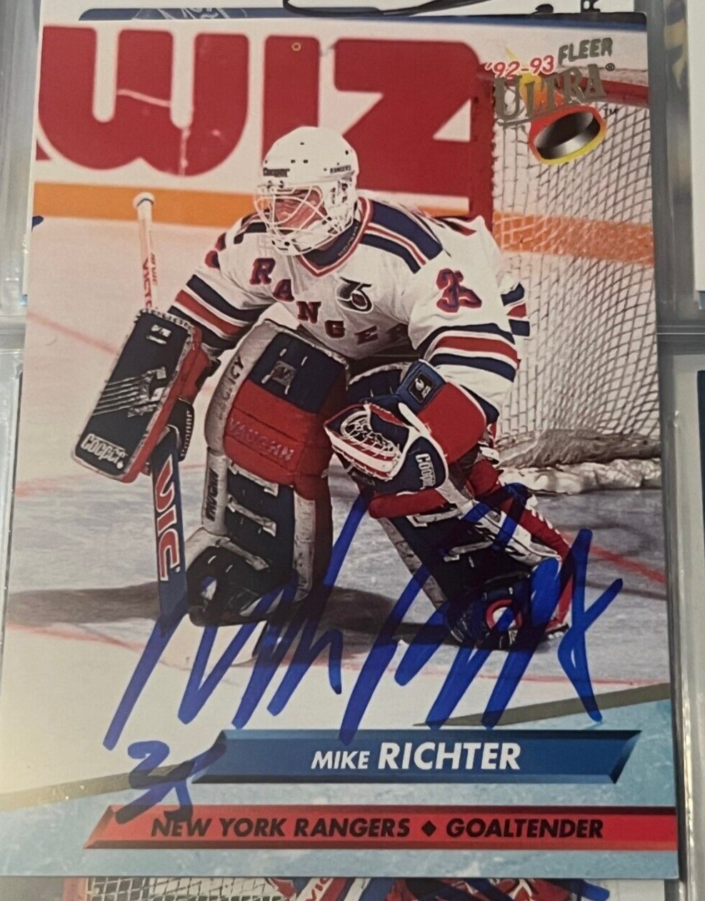 Mike Richter signed autographed 1992-93 Fleer Ultra #142 Card NY Rangers
