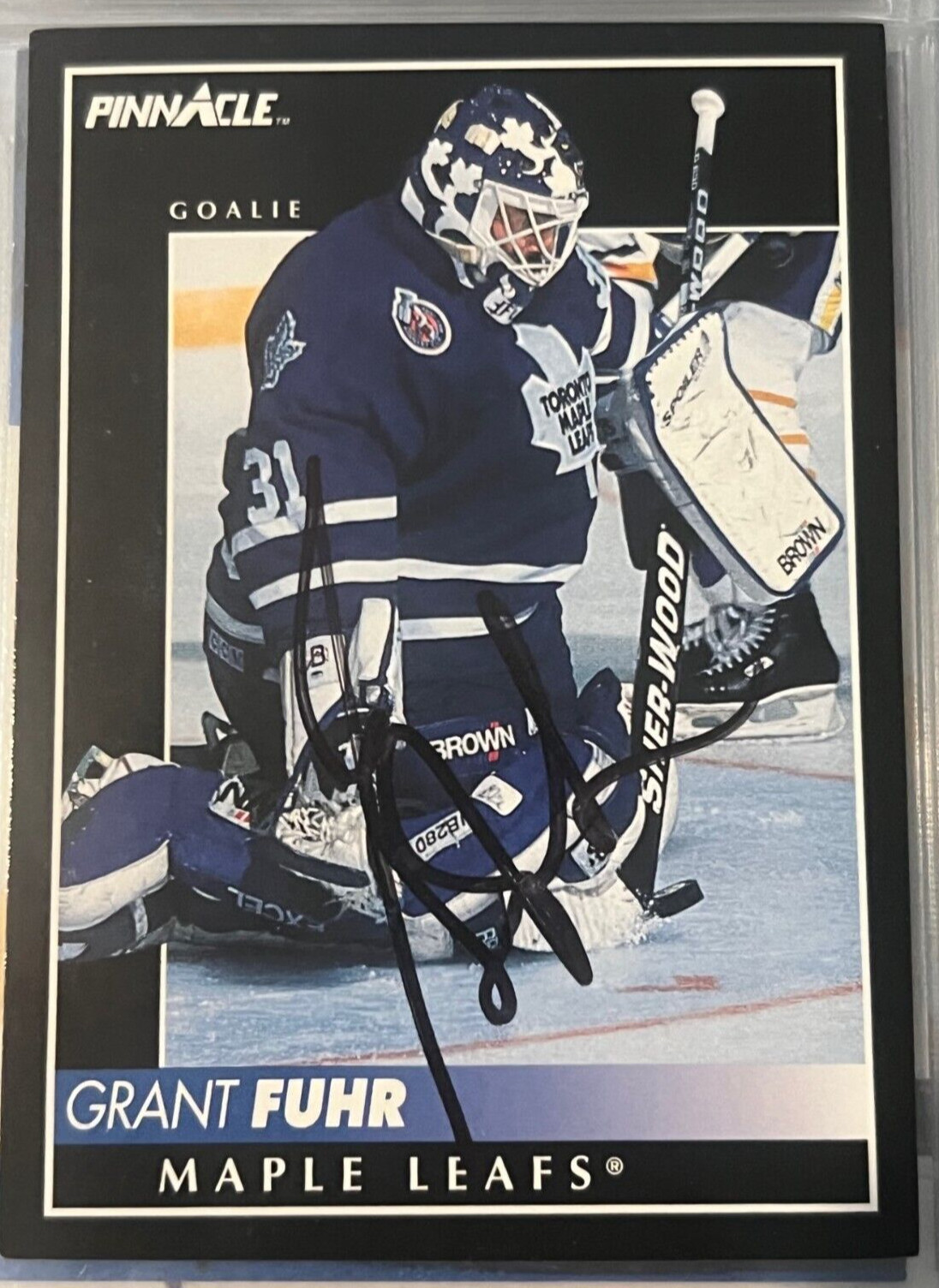Grant Fuhr signed autographed 1992-93 Pinnacle Maple Leafs Hockey Card #301

