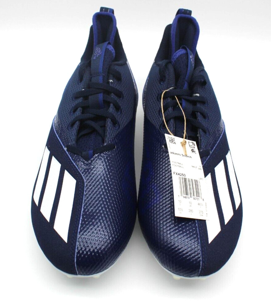 ADIDAS ADIZERO SCORCH FOOTBALL CLEATS BLUE WHITE FX4250 MEN’S SIZE 10.5 NEW COLLECTIBLE MEMORABILIA