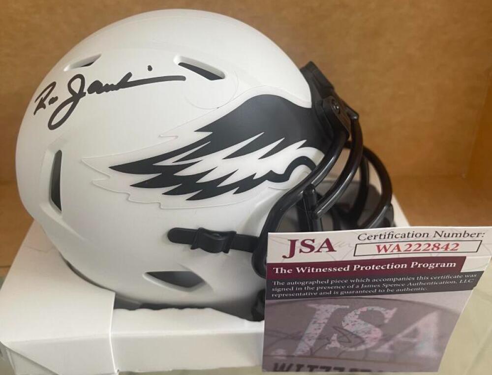 RON JAWORSKI PHILADELPHIA EAGLES SIGNED AUTOGRAPHED LUNAR MINI HELMET JSA WA222
