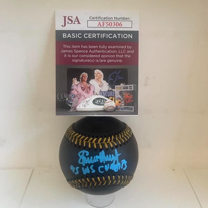STEVE AVERY BRAVES 95 WS CHAMPS SIGNED BLACK M.L. BASEBALL JSA AF50306
