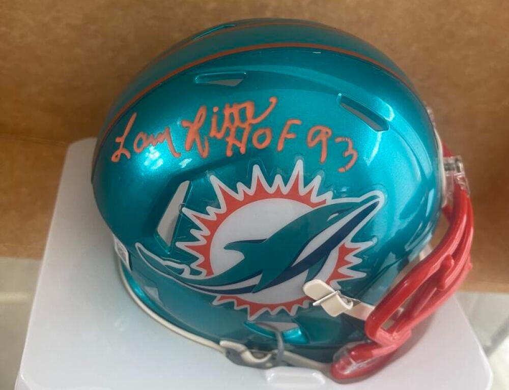 LARRY LITTLE DOLPHINS HOF 93 SIGNED FLASH MINI HELMET BECKETT AUTHENTICATED
