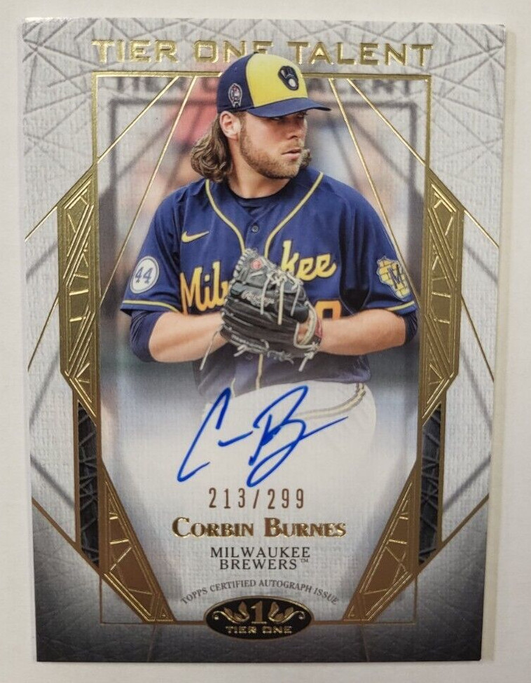2022 TOPPS TIER ONE CORBIN BURNES AUTO CARD /299
