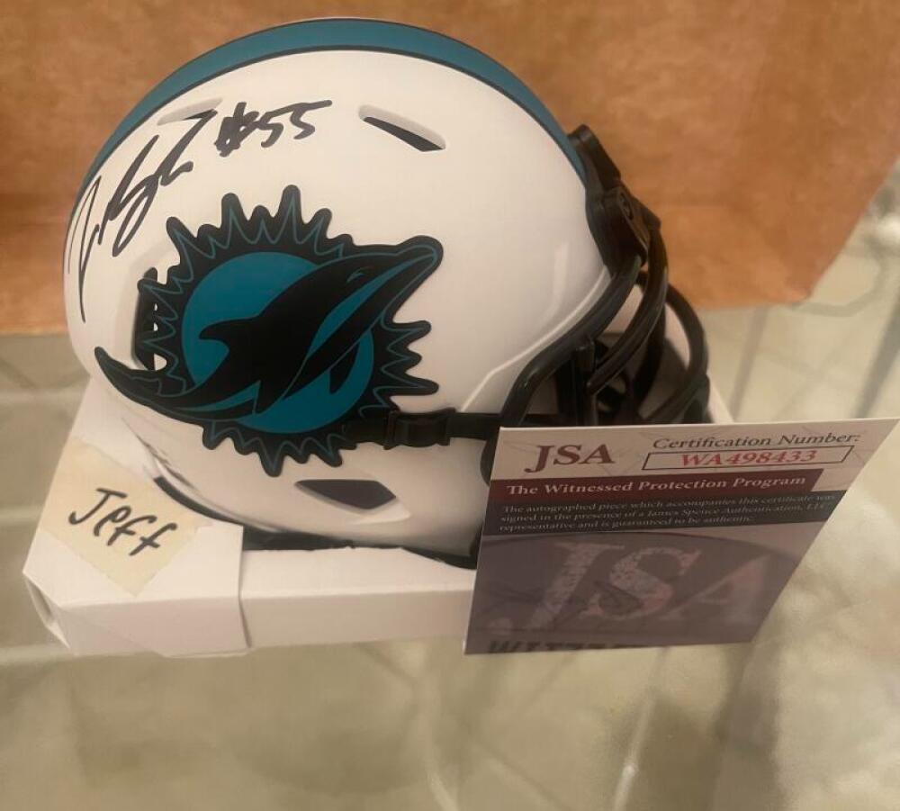 JEROME BAKER DOLPHINS SIGNED AUTO LUNAR MINI HELMET JSA WA498433
