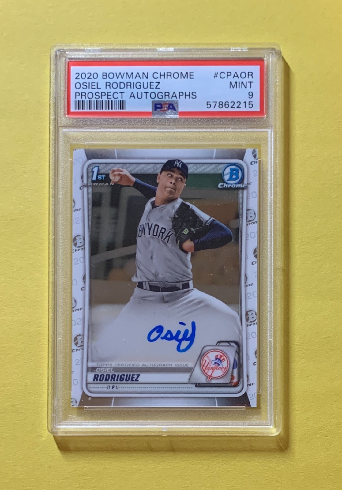 2020 BOWMAN CHROME OSIEL RODRIGUEZ 1ST BOWMAN AUTO #CPAOR PSA MINT 9 YANKEES
