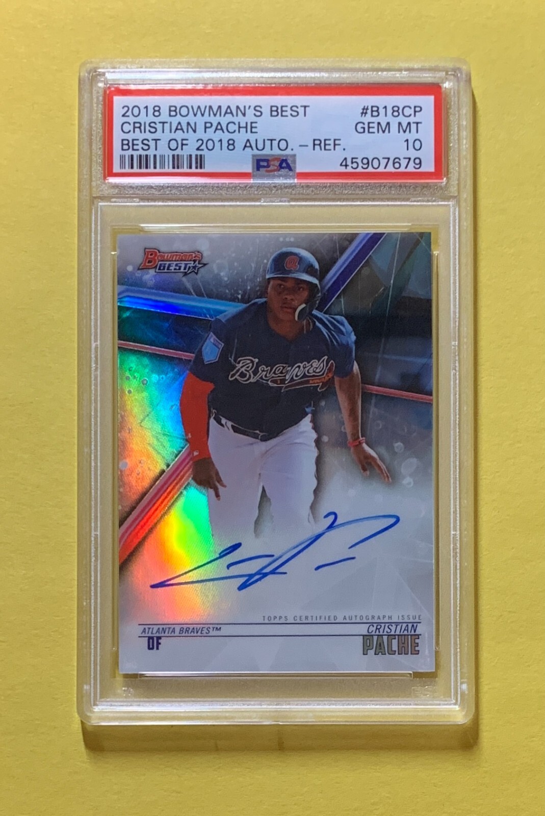 2018 BOWMAN'S BEST CHRISTIAN PACHE REFRACTOR AUTO PSA GEM MT 10 #B18CP

