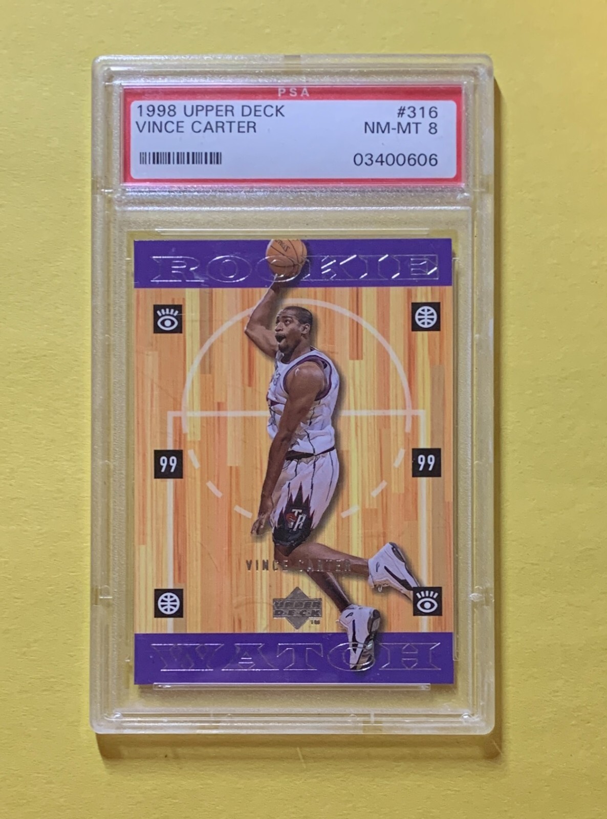 1998 UPPER DECK VINCE CARTER ROOKIE #316 PSA NM-MT 8
