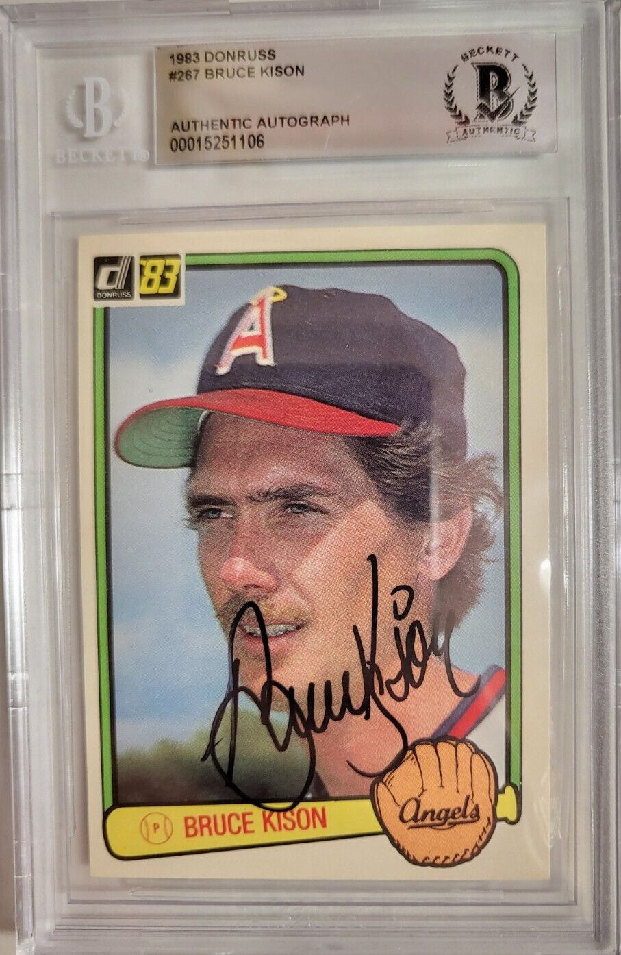 1983 DONRUSS BRUCE KISON ANGELS #267 AUTO SIGNED CARD BECKETT AUTHENTIC
