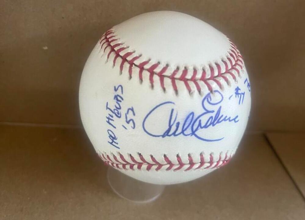 CARL ERSKINE STATS 2 NO HITTERS DODGERS SIGNED AUTO M.L. BASEBALL JSA AH66058
