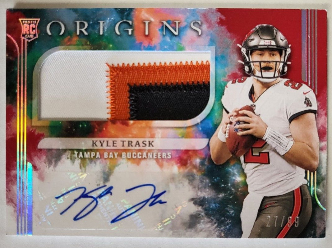 2021 PANINI ORIGINS KYLE TRASK TAMPA BAY BUCCANEERS AUTO PATCH RC RPA CARD /99
