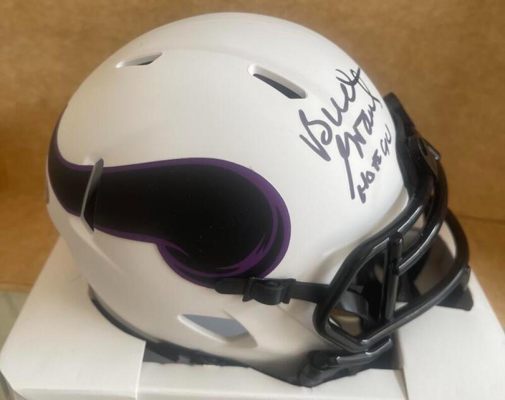 BUD GRANT VIKINGS SIGNED AUTOGRAPHED LUNAR MINI HELMET PSA 3T71386
