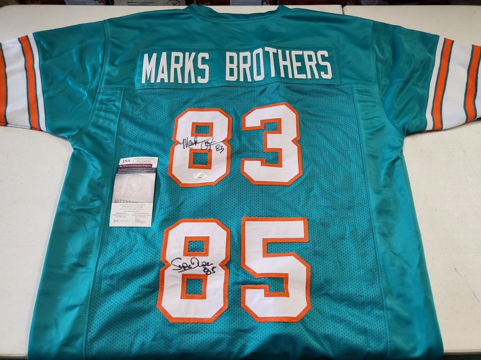 MARKS BROTHERS CLAYTON/DUPER DOLPHINS SIGNED AUTO XL JERSEY JSA COA AUTH **
