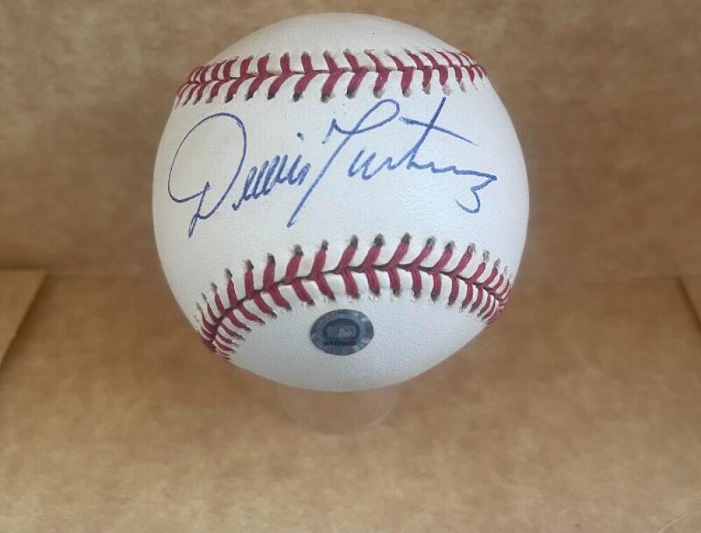 DENNIS MARTINEZ INDIANS/ORIOLES SIGNED M.L. PRACTICE BASEBALL MLB HOLOGRAM

