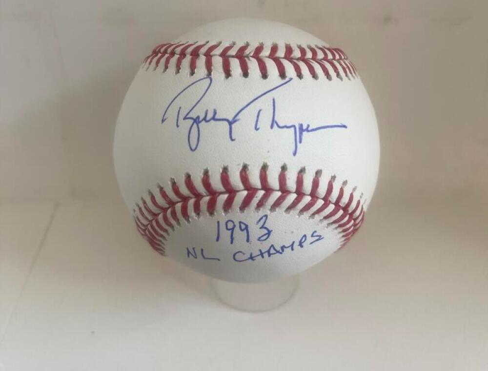 BOBBY THIGPEN 1993 NL CHAMPS SIGNED AUTOGRAPHED M.L. BASEBALL BAS AUTHENTICATED
