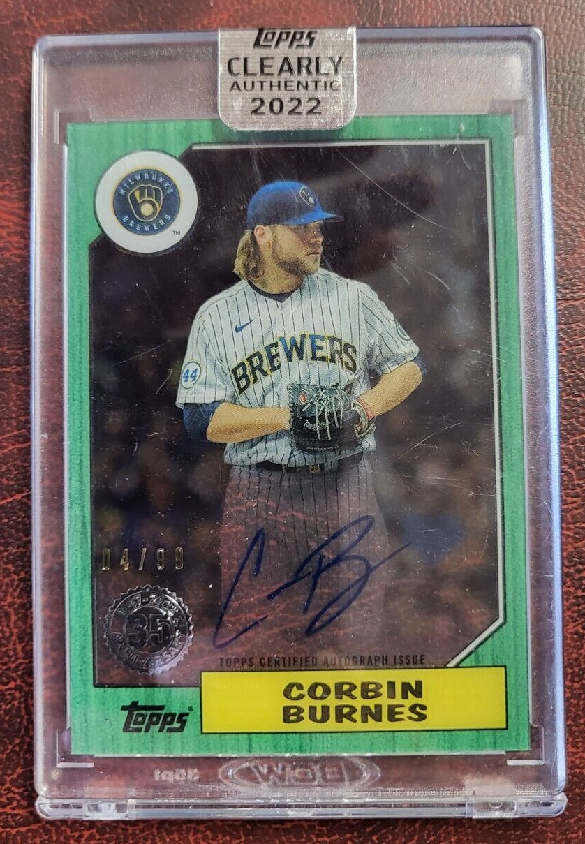 2022 TOPPS CLEARLY AUTHENTICS CORBIN BURNES BREWERS AUTO GREEN CARD /99
