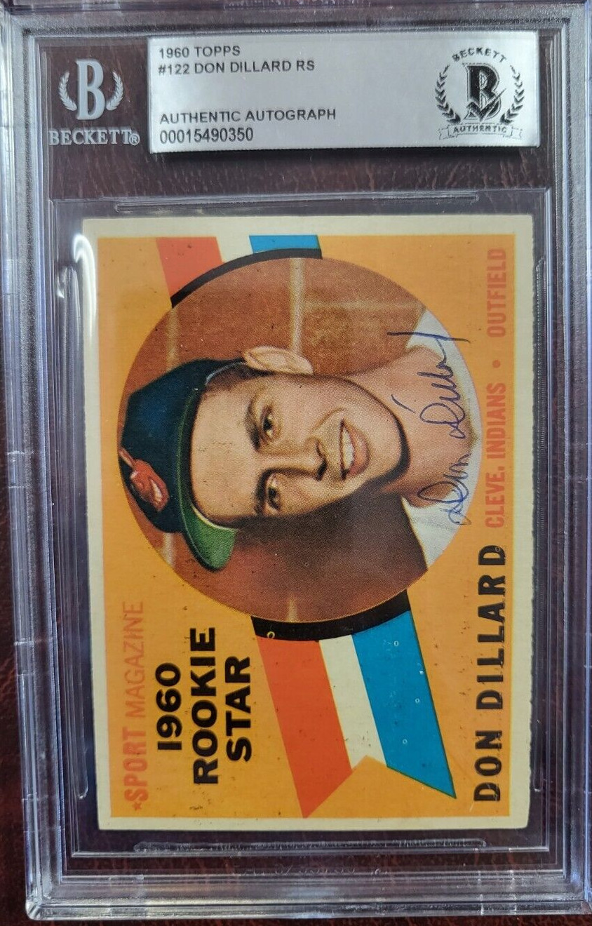 1960 TOPPS DON DILLARD ROOKIE STAR SIGNED AUTOGRAPH #122 CARD BECKETT AUTH
