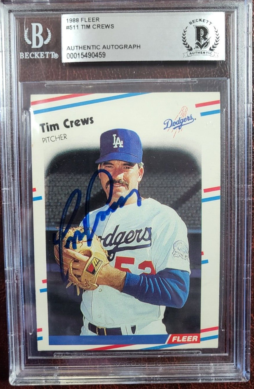 1988 FLEER TIM CREWS RANGERS SIGNED AUTOGRAPH #511 CARD BECKETT AUTHENTIC
