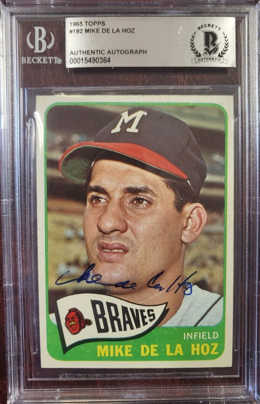 1965 TOPPS MIKE DE LA HOZ BRAVES SIGNED AUTOGRAPH #182 CARD BECKETT AUTHENTIC * COLLECTIBLE MEMORABILIA