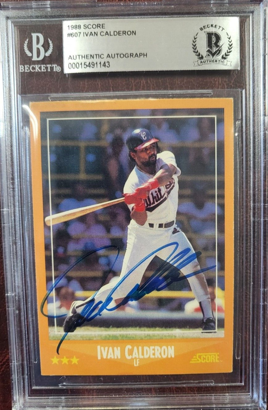 1988 SCORE IVAN CALDERON WHITE SOX SIGNED AUTOGRAPH #607 CARD BECKETT AUTHENTIC
