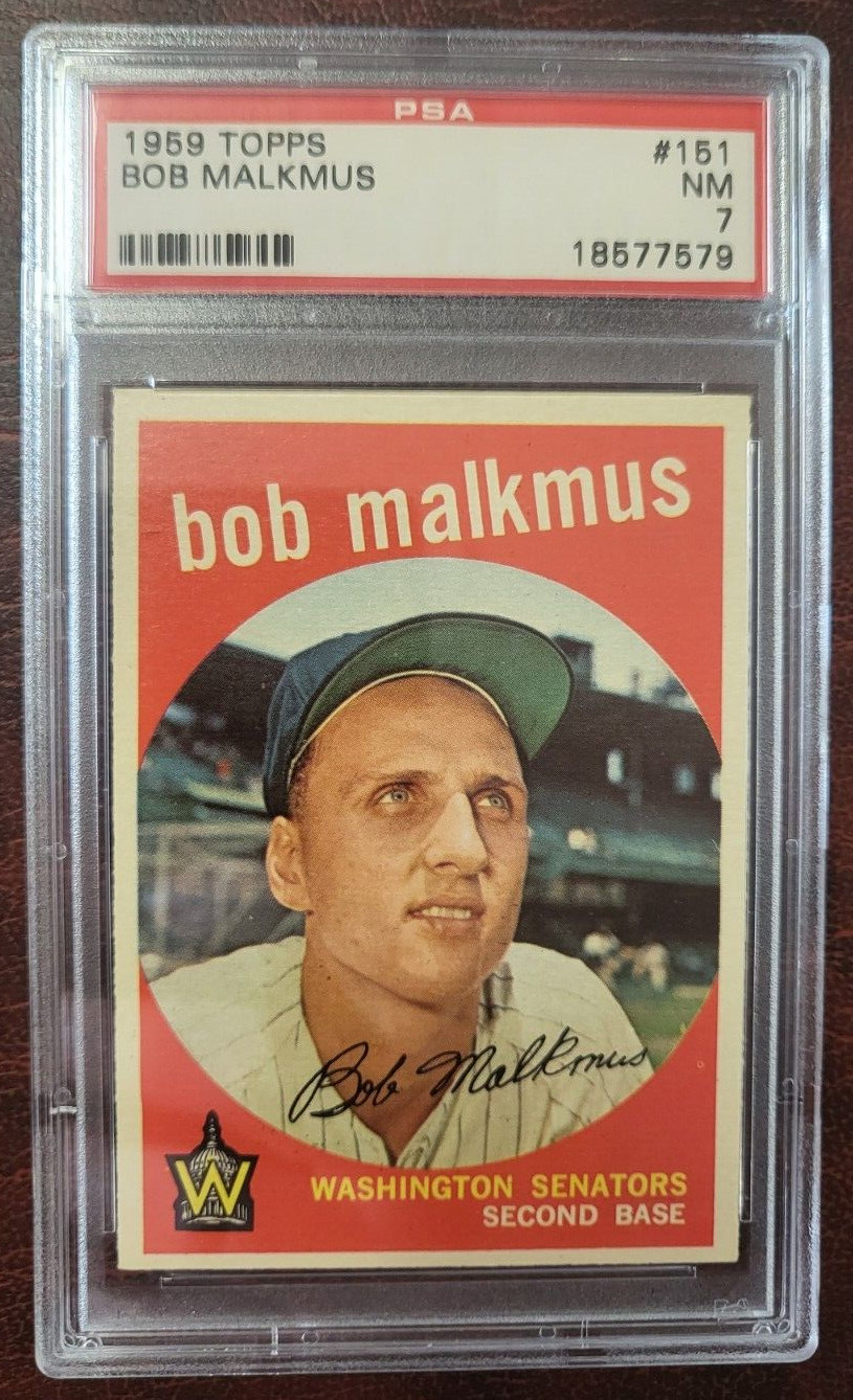 1959 TOPPS BOB MALKMUS WASHINGTON SENATORS BASEBALL CARD #151 PSA 7 NM COLLECTIBLE MEMORABILIA
