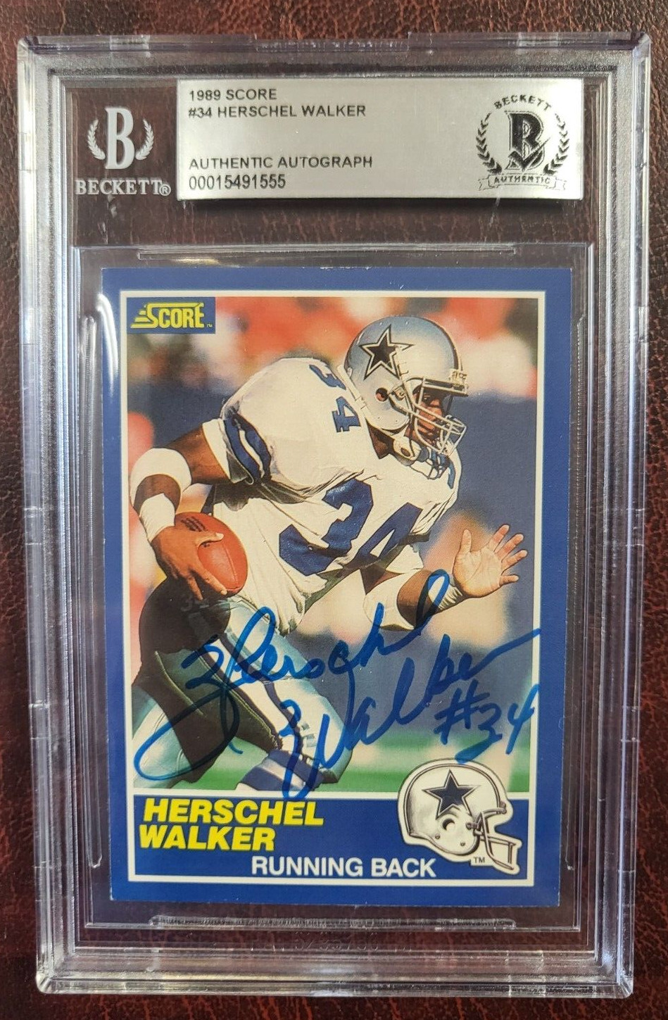 1989 SCORE HERSCHEL WALKER COWBOYS SIGNED AUTOGRAPH #34 CARD BECKETT AUTH
