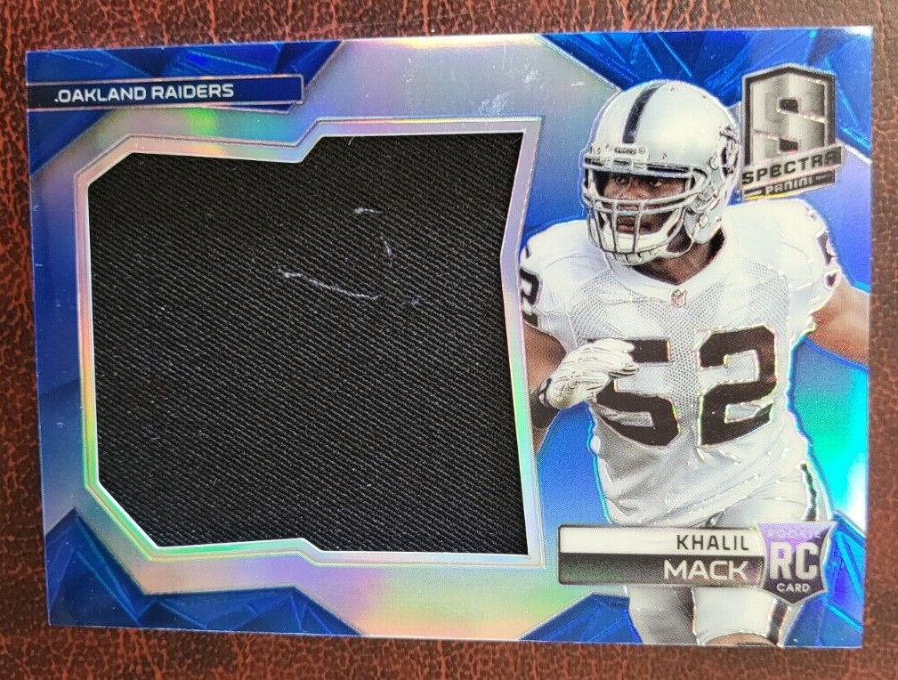 2014 PANINI SPECTRA KHALIL MACK RAIDERS RELIC ROOKIE BLUE CARD /49 RARE COLLECTIBLE MEMORABILIA