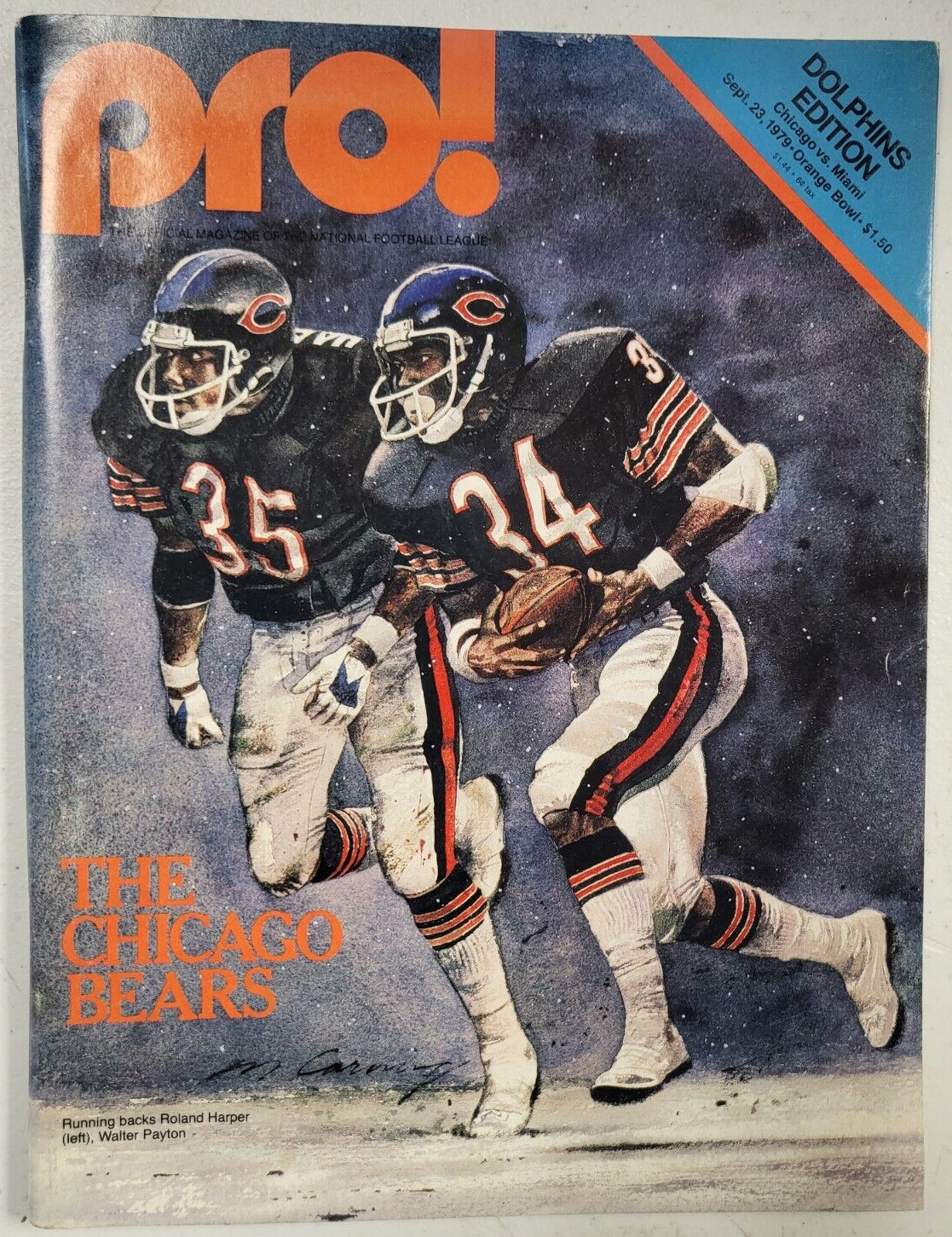VINTAGE 1979 PRO FOOTBALL MAGAZINE SEPT WALTER PAYTON THE CHICAGO BEARS COVER COLLECTIBLE MEMORABILIA
