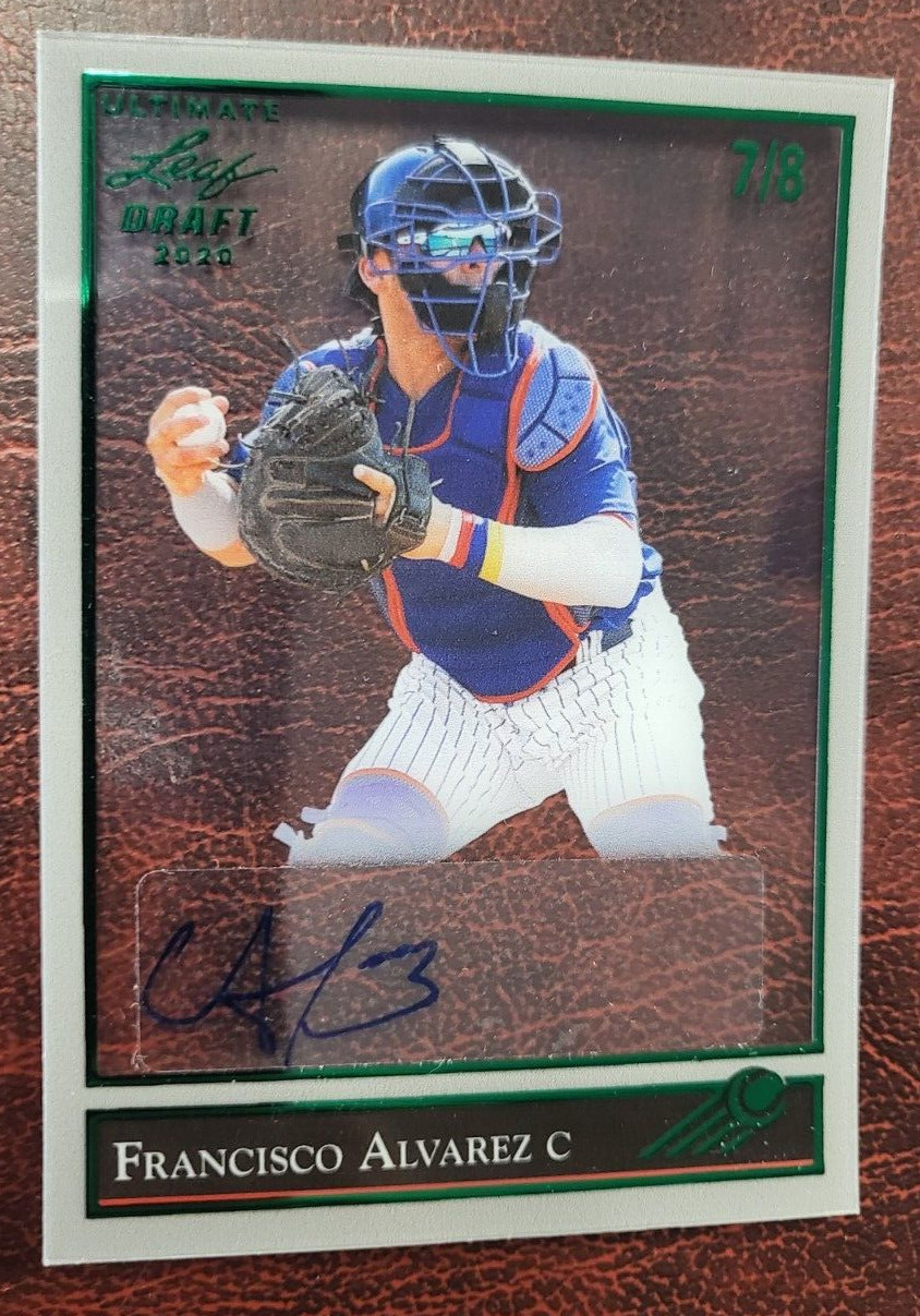 2020 LEAF DRAFT ULTIMATE FRANCISCO ALVAREZ GREEN CLEAR 7/8 ROOKIE AUTO CARD

