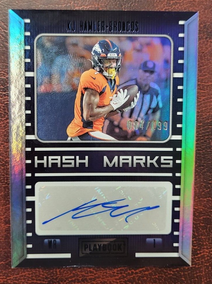 2022 PANINI PLAYBOOK HASH MARKS KJ HAMLER BRONCOS AUTO AUTOGRAPH CARD /199
