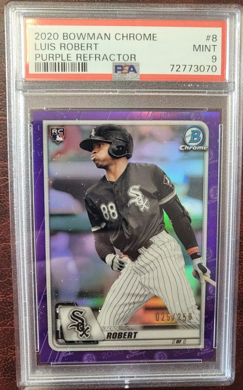 2020 BOWMAN CHROME LUIS ROBERT WHITE SOX PURPLE REFRACTOR RC /250 PSA 9 MINT
