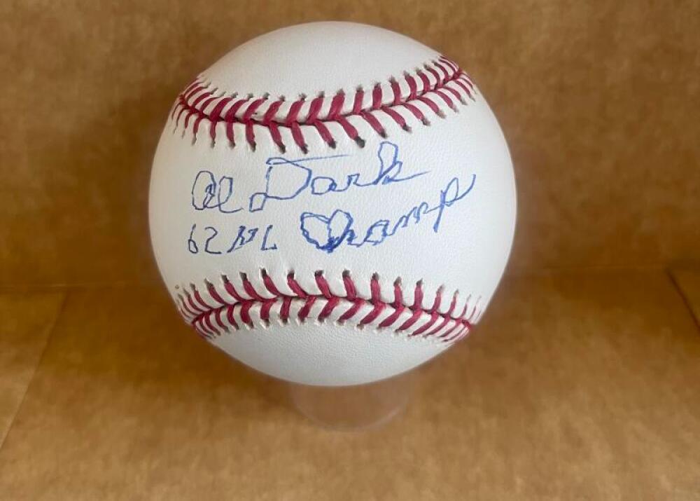 ALVIN DARK GIANTS 62 NL CHAMPS SIGNED AUTOGRAPHED M.L. BASEBALL BAS AUTHENTICATE
