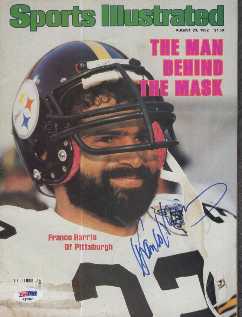 FRANCO HARRIS STEELERS SIGNED AUTOGRAPHED SPORTS ILLUSTRATED PSA F27351
