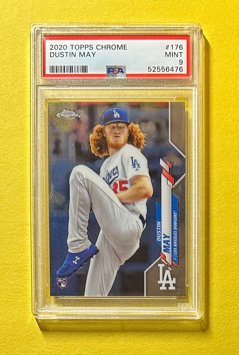 2020 TOPPS CHROME DUSTIN MAY #176 PSA MINT 9 ROOKIE CARD
