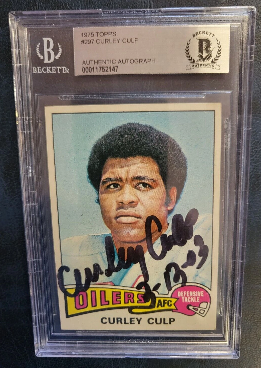 1975 TOPPS CURLEY CULP OILERS SIGNED AUTOGRAPHED #297 CARD BECKETT GRADED AUTH
