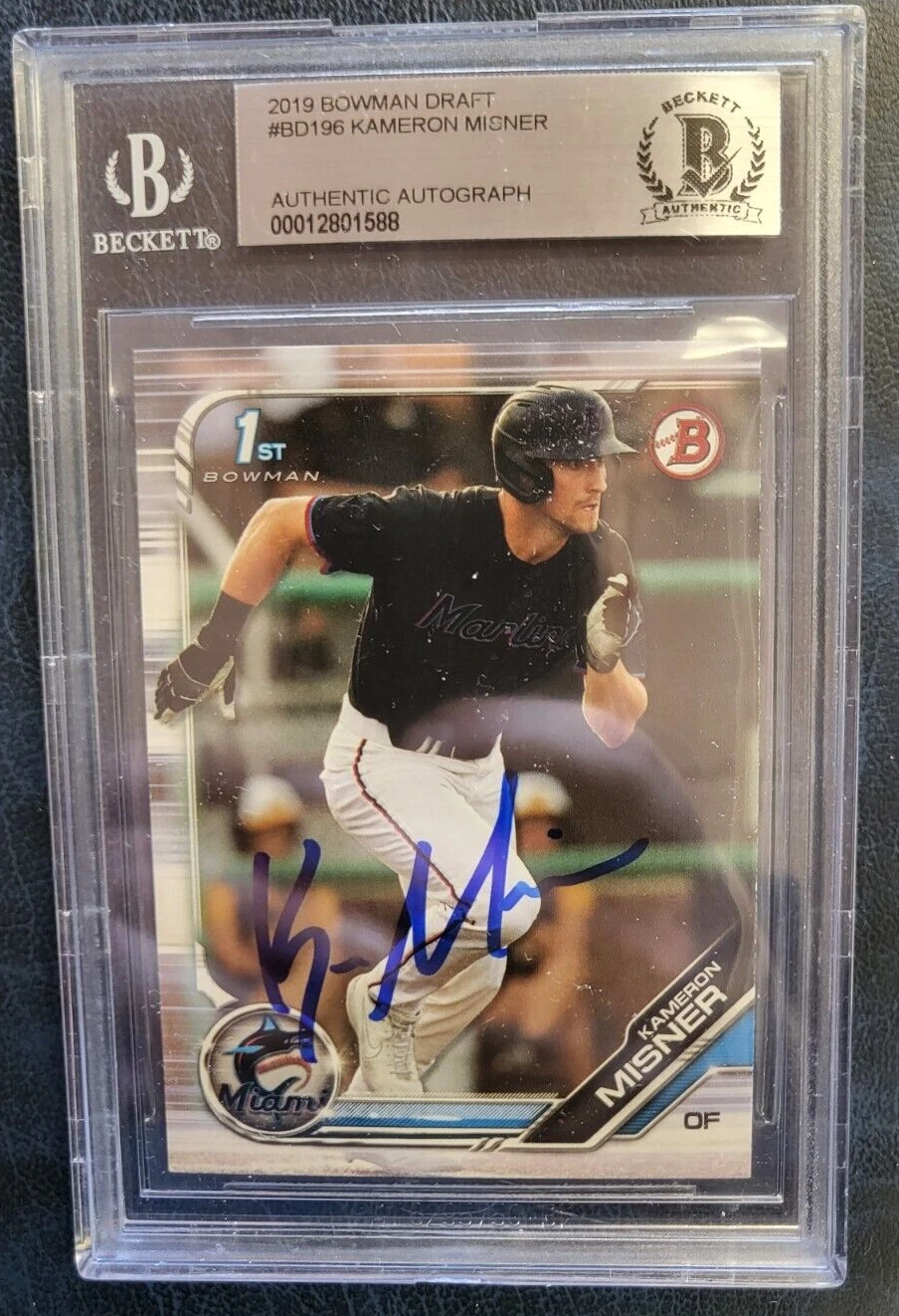 2019 BOWMAN DRAFT KAMERON MISNER SIGNED AUTOGRAPH ROOKIE BASEBALL CARD BECKETT
