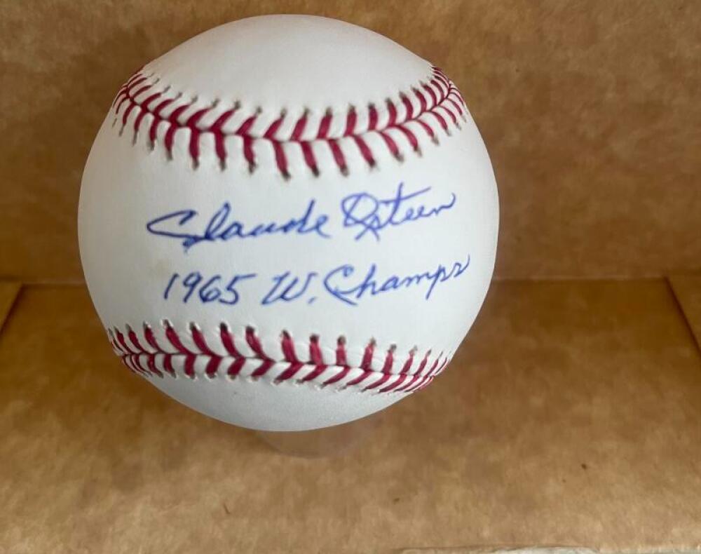 CLAUDE OSTEEN 1965 B W. CHAMPS DODGERS SIGNED AUTOGRAPHED BECKETT AUTHENTICATED
