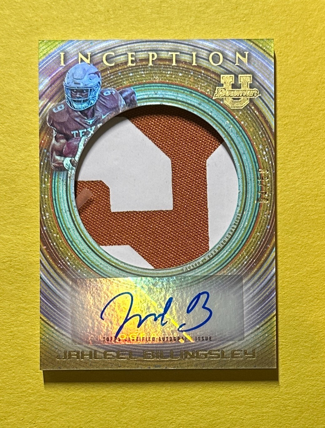 2022-23 BOWMAN UNIVERSITY INCEPTION JAHLEEL BILLINGSLEY PATCH AUTO /50 #IAJR-JB
