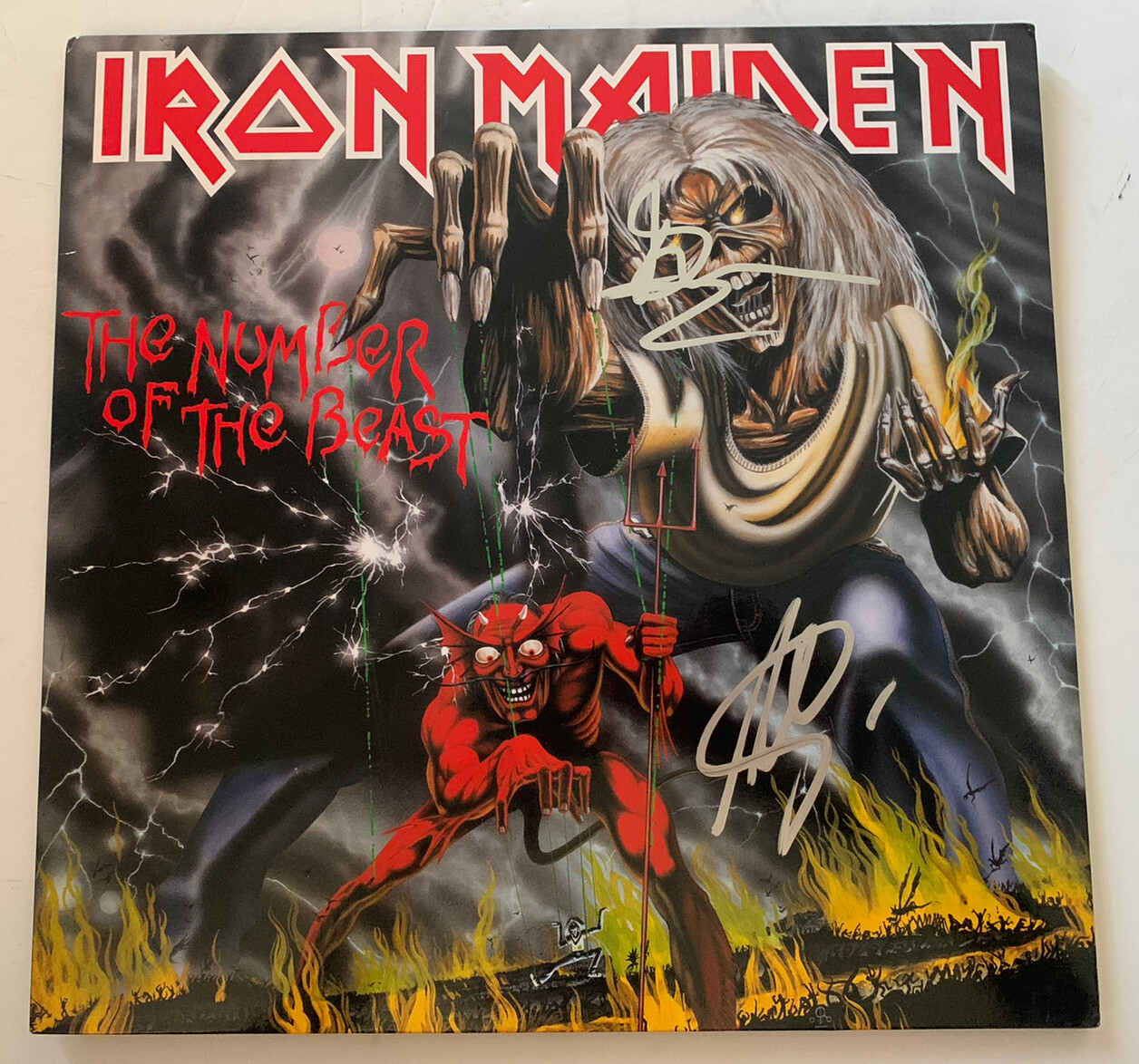 Bruce Dickinson & Adrian Smith Iron Maiden Signed Autographed LP BAS Certified
