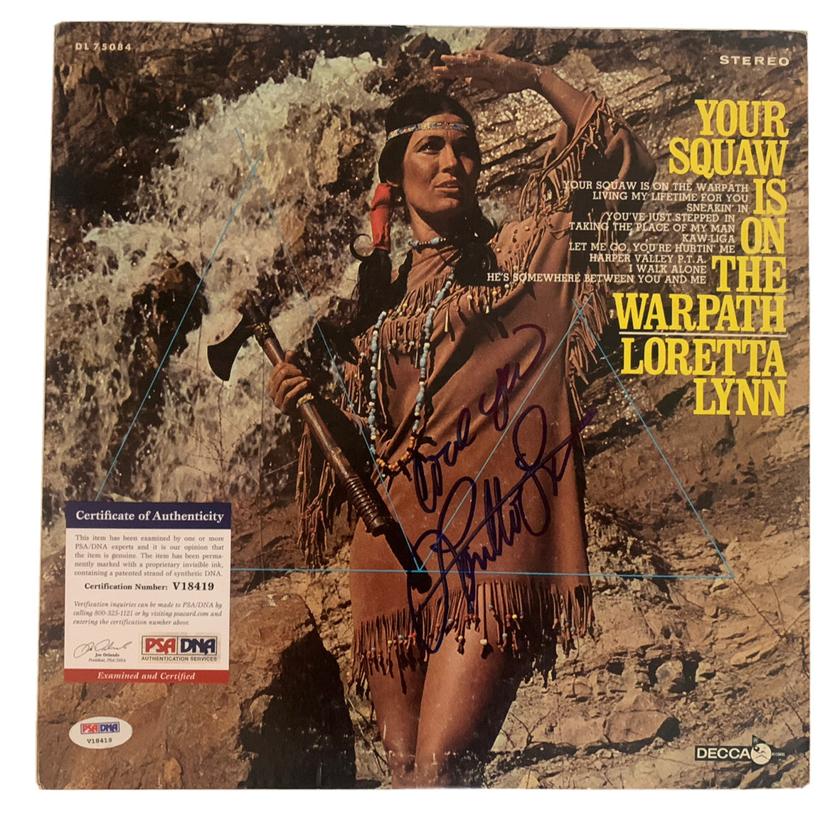 Loretta Lynn Signed Autographed Your Squaw LP Album Record PSA Certified
