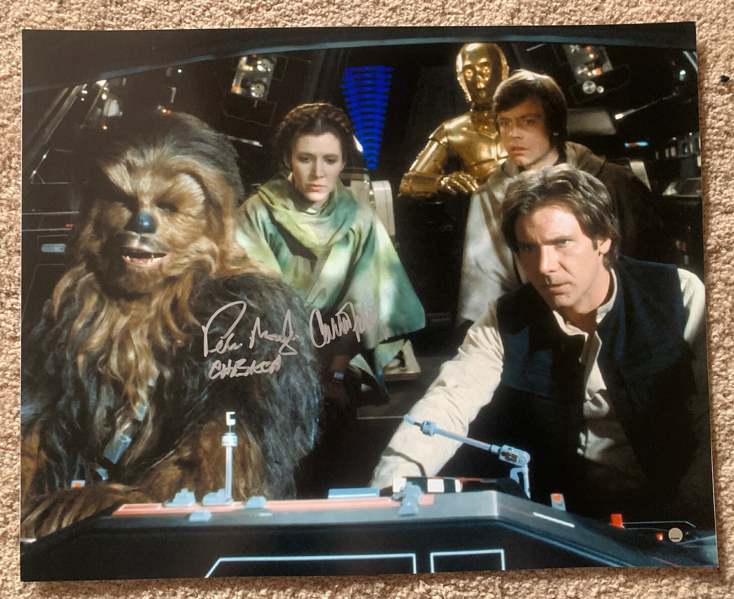 Carrie Fisher Peter Mayhew Star Wars 16x20 Signed Photo PSA Steiner Certified G1
