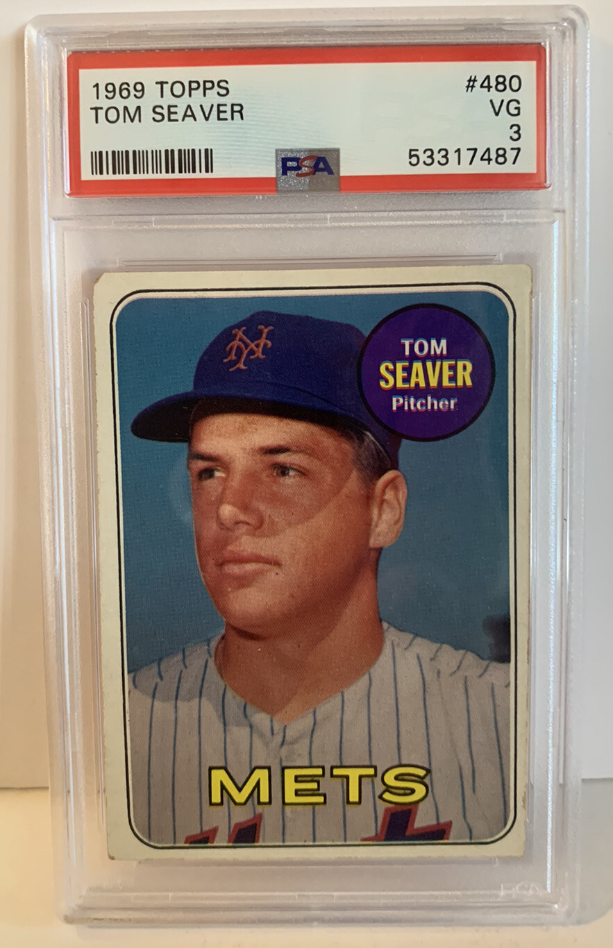 1969 Topps # 480 - TOM SEAVER - PSA 3 VG - HOF - New York Miracle Mets
